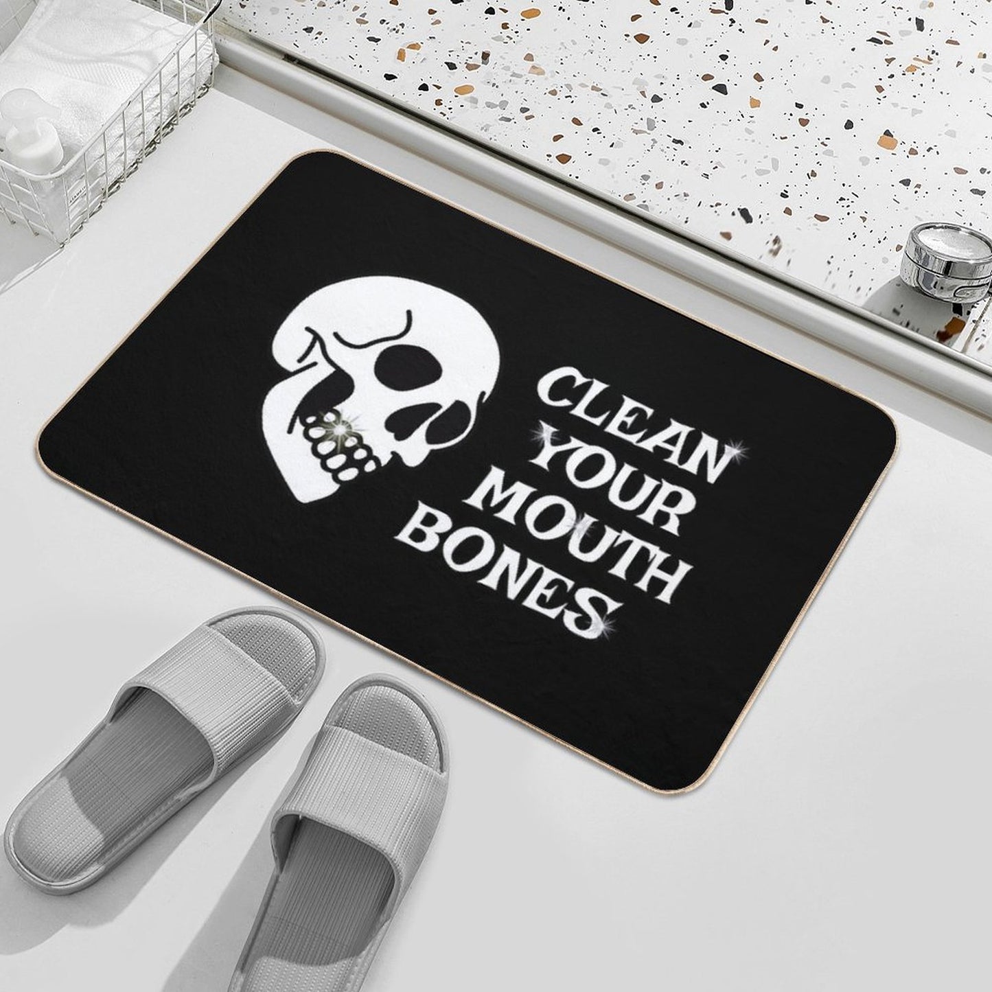 Clean Your Mouth Bones - White Multi-Purpose Bath Mat