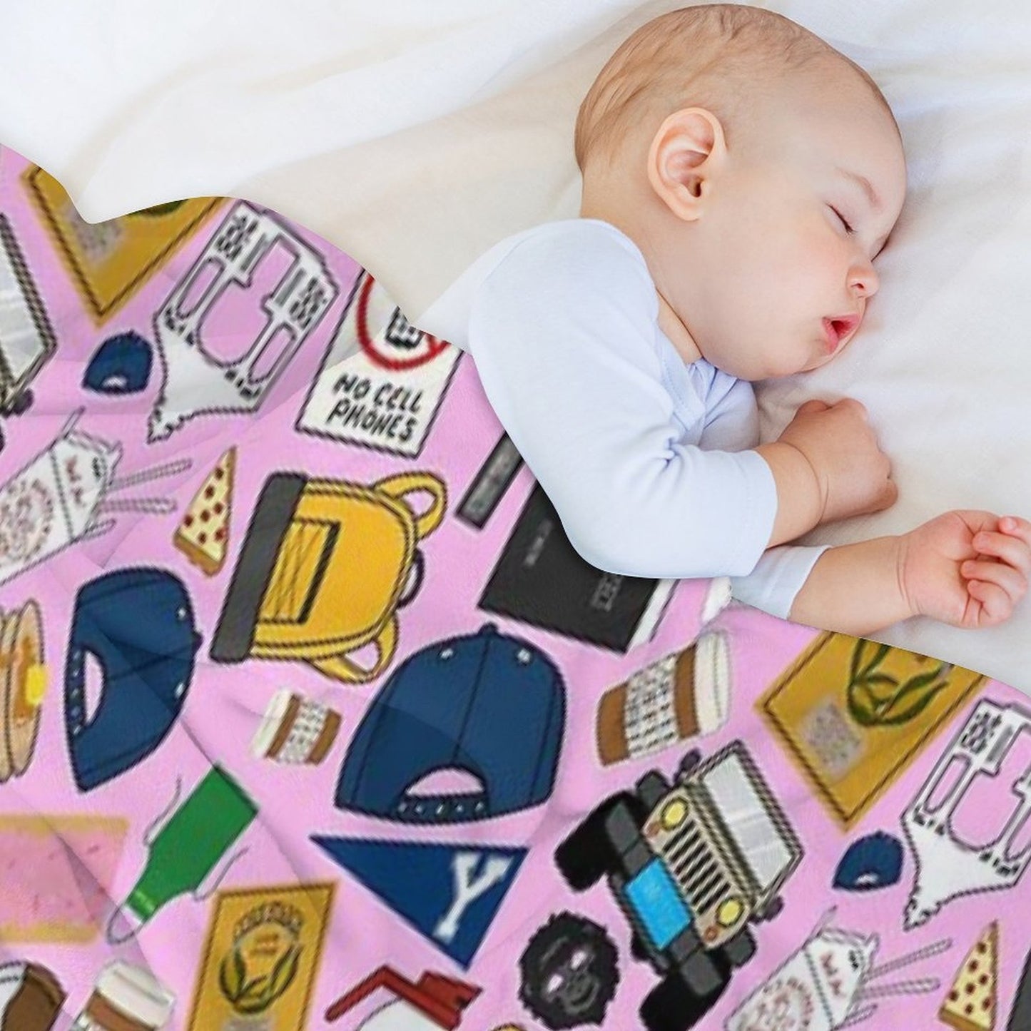 Ultimate Fan Pattern Icons All Over Print Pink Pack Sustainable Throw Blanket