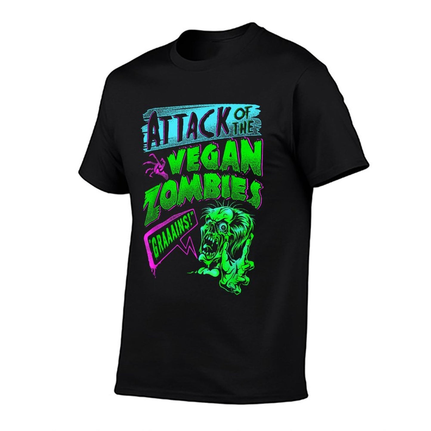 Attack of The Vegan Zombies Vegetarian Halloween Rolled Sleeves T-Shirt