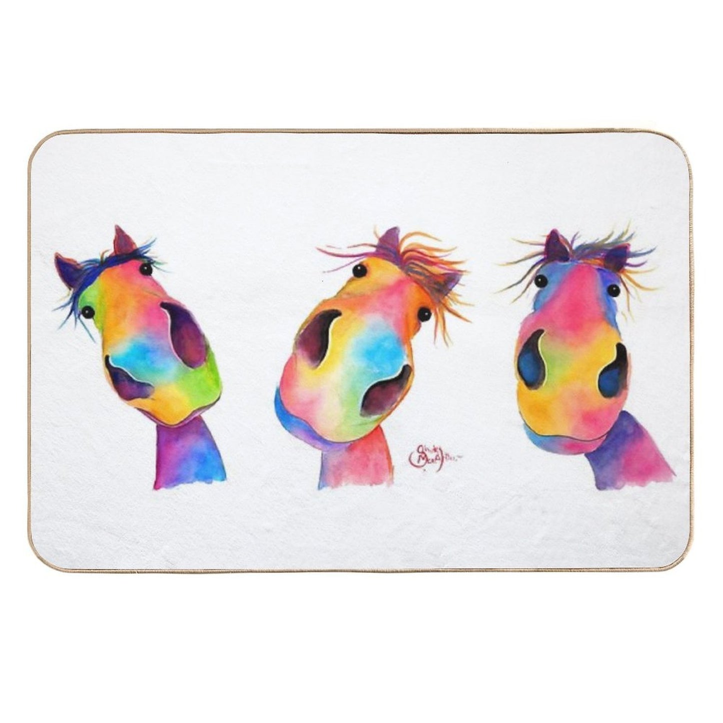 HoRSe PRiNT ' THe HaPPY HoRSeS ' BY SHiRLeY MacARTHuR Repositionable Bath Mat