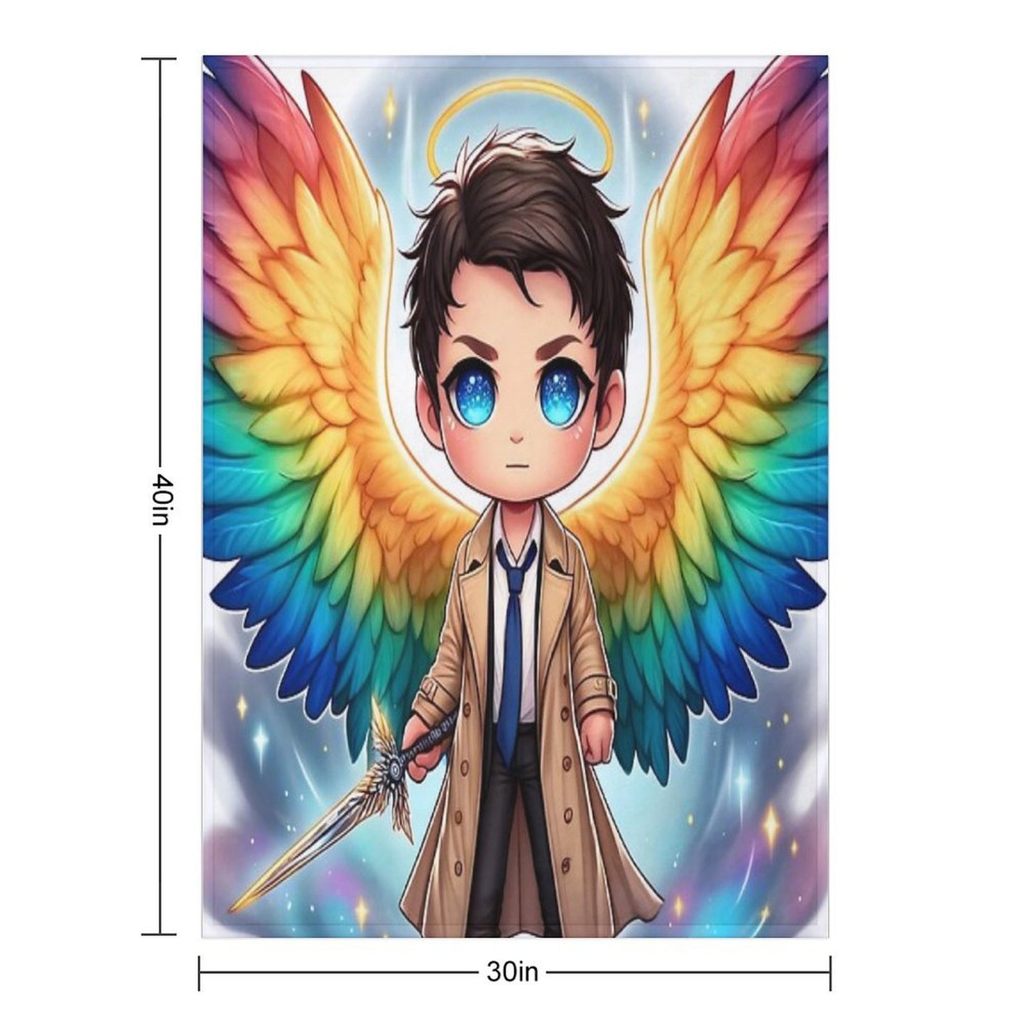 Rainbow Warrior Angel Premium Throw Blanket