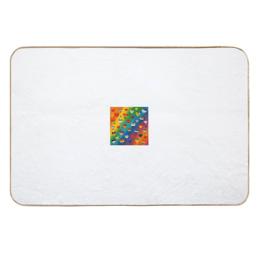“Pride Hearts” – LGBTQIA+ Flag Love Explosion  Rapid-Drying Bath Mat