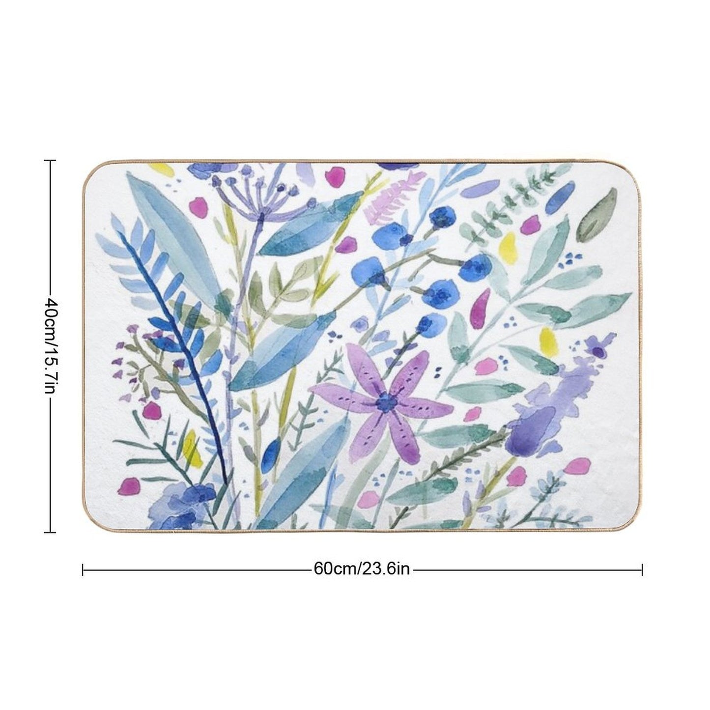 Flowers in Blue And Purple Fade-Resistant Bath Mat