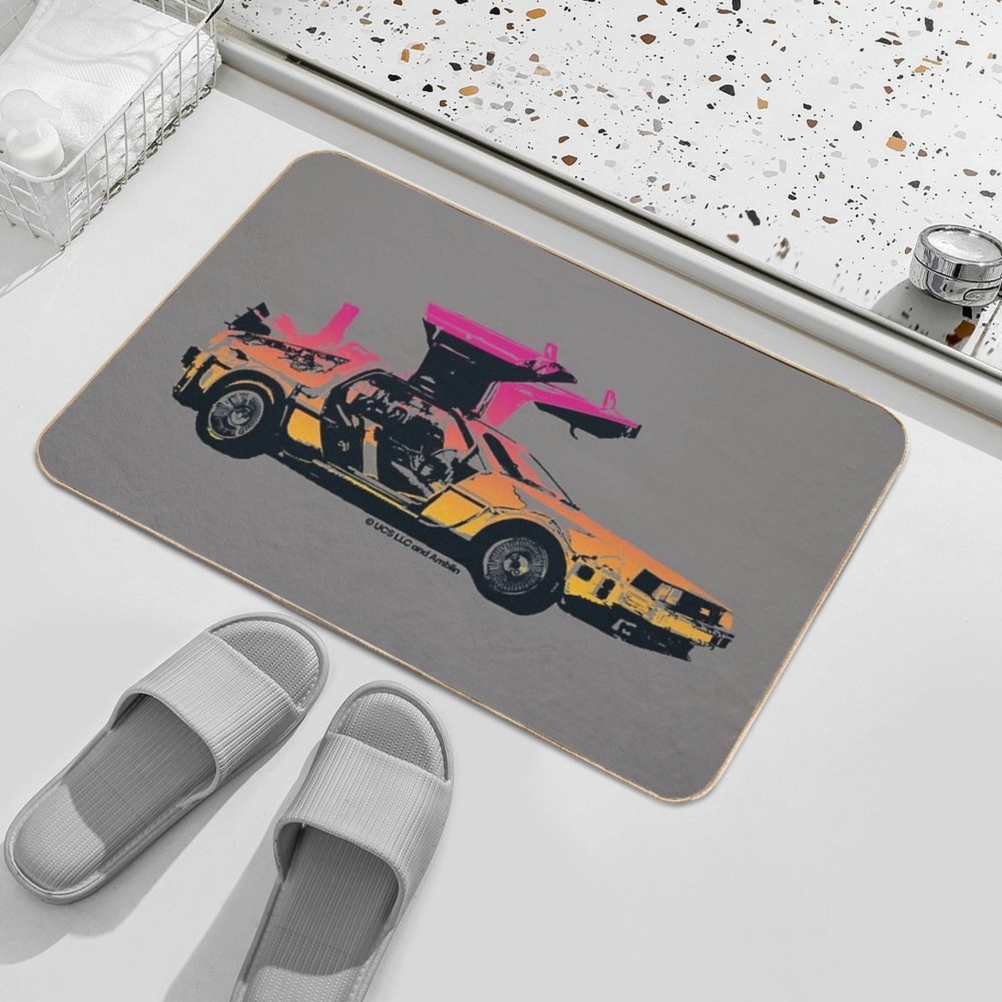 Back to The Future. Delorean Aesthetic. Birthday Party Gifts Repositionable Bath Mat