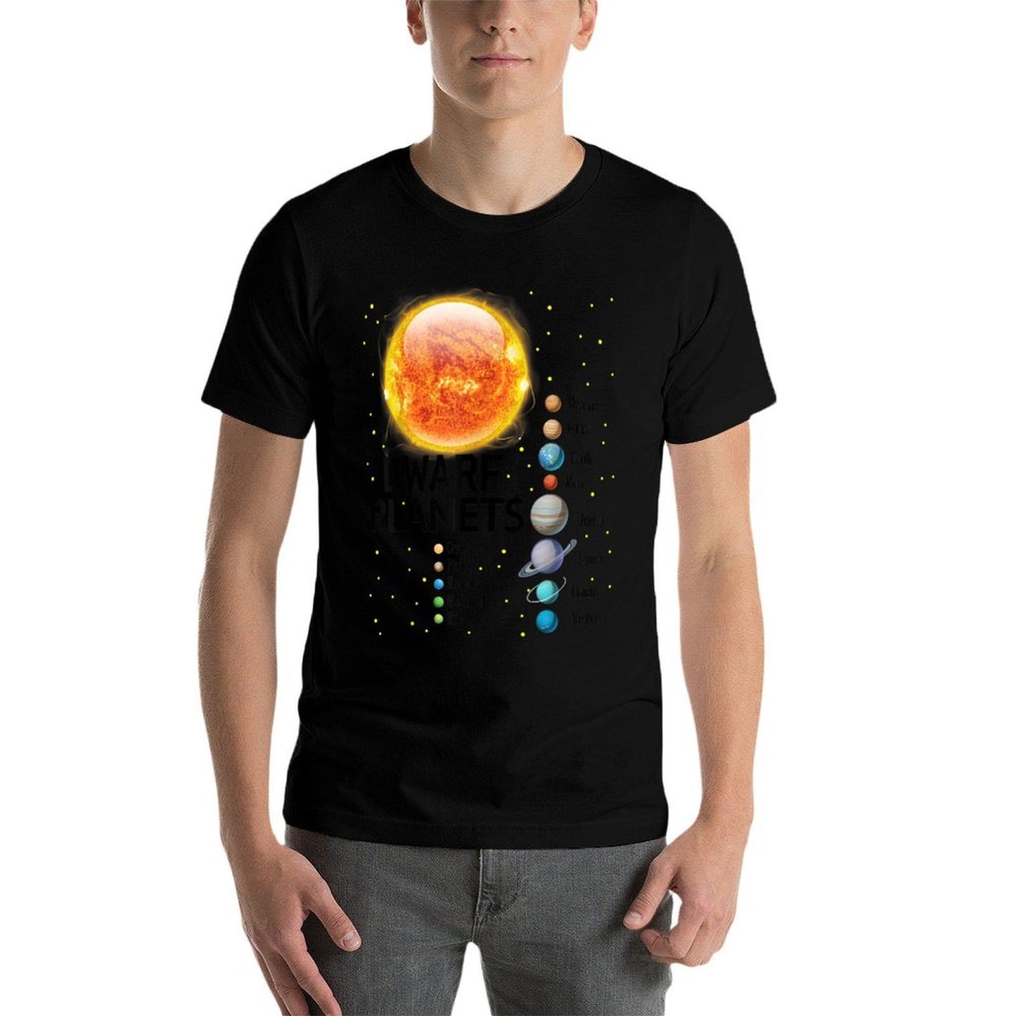 Solar System Planets Outer Space Astronaut Boys Girls Kids  Oversized Silhouette T-Shirt