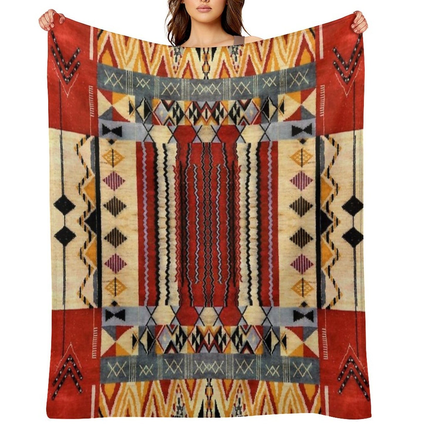 Heritage Moroccan Collage Design Velvety-soft Throw Blanket