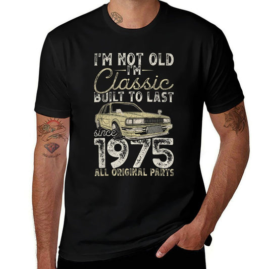 50th Birthday, Since 1975, Classic Car, 50 Year Old  Heathered Texture T-Shirt
