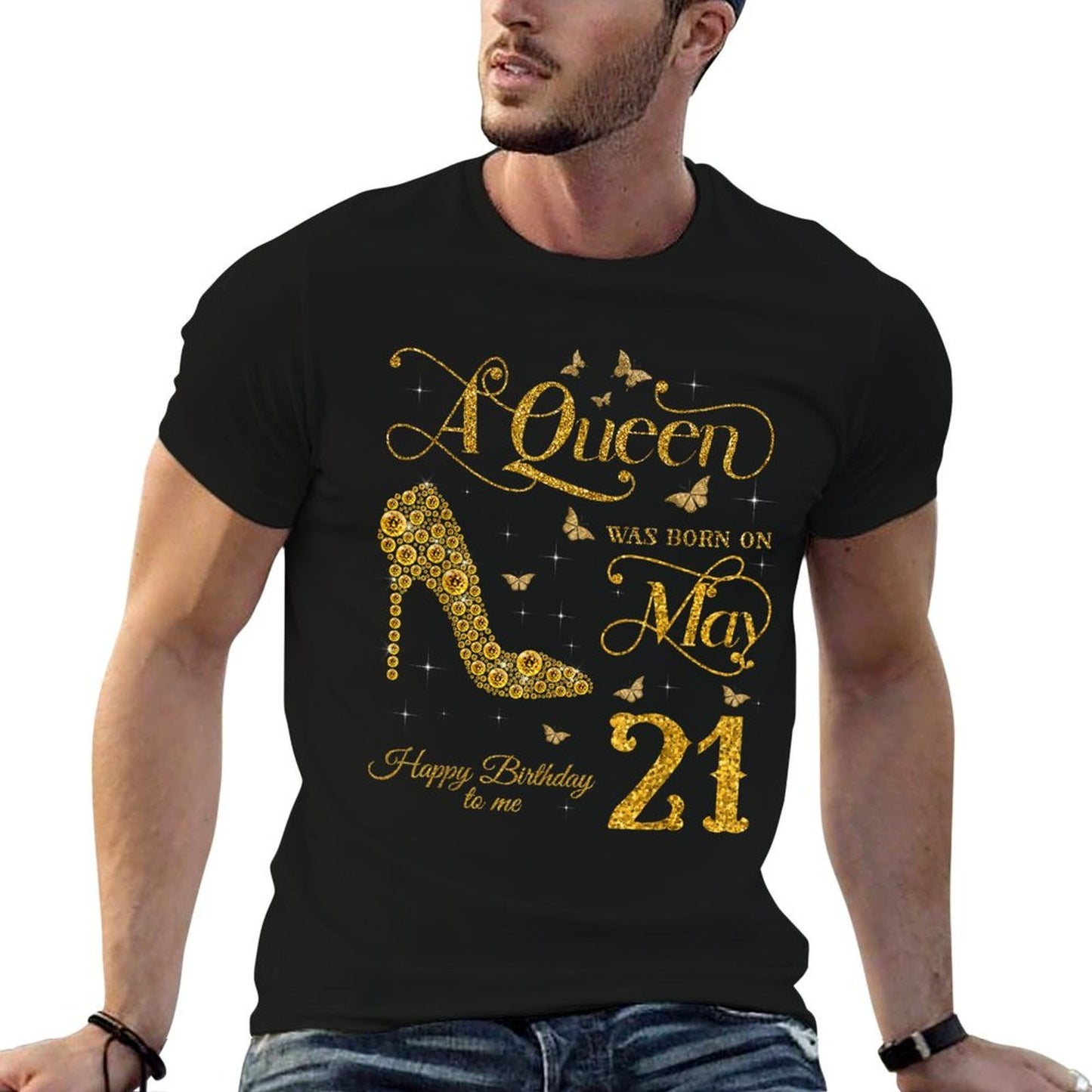 A Queen Was Born on May 21 Happy Birthday To Me 21st May Rolled Sleeves T-Shirt