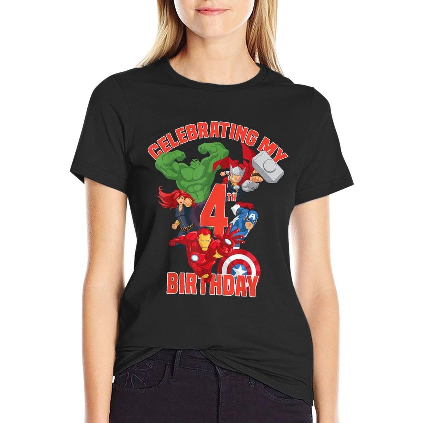 Marvel Avengers Celebrating My 4th Birthday  Lightweight T-Shirt