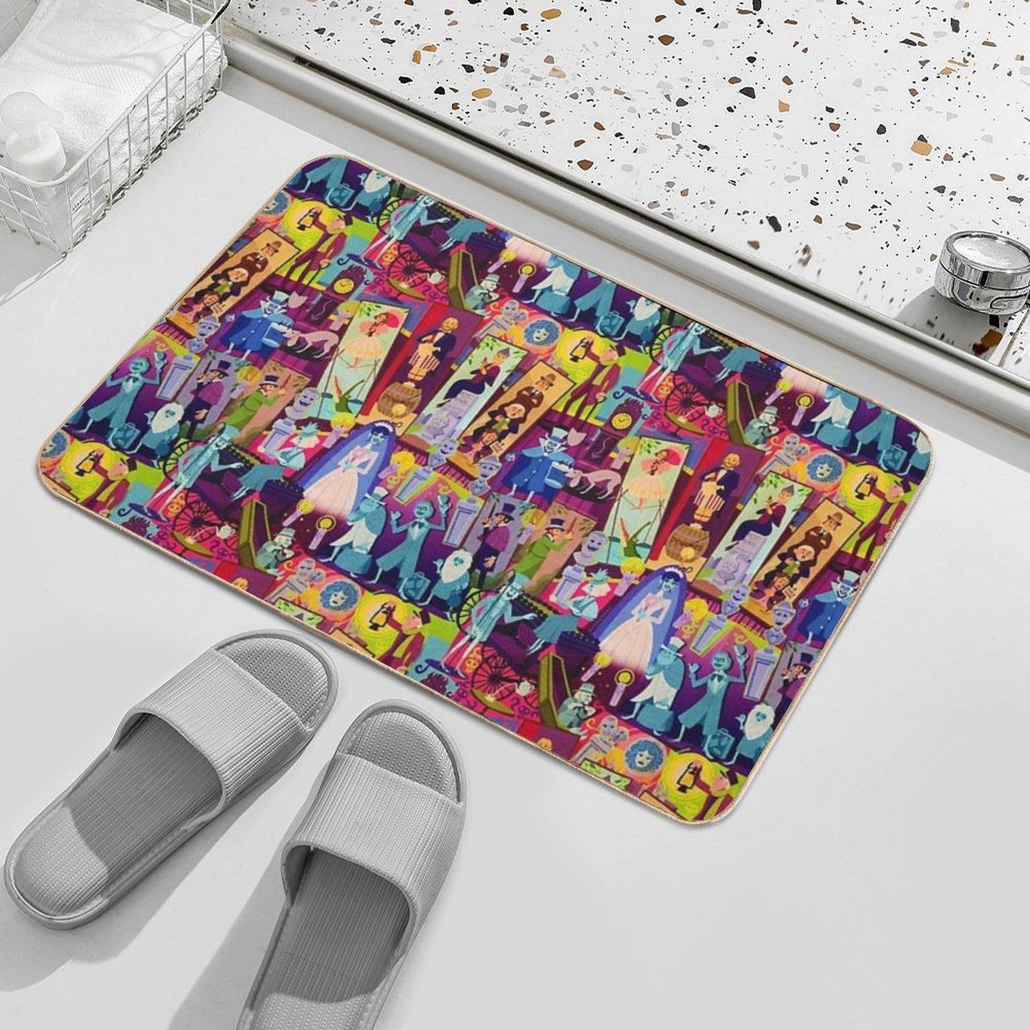 Retro Mansion Collage Absorbent Bath Mat