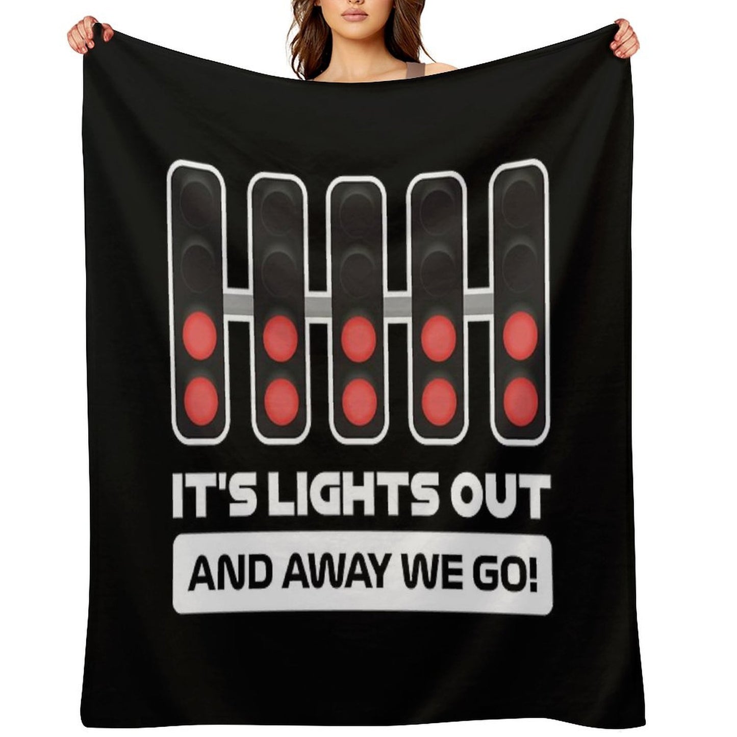 It's Lights Out And Away We Go! - Version 2 (White) Premium Throw Blanket