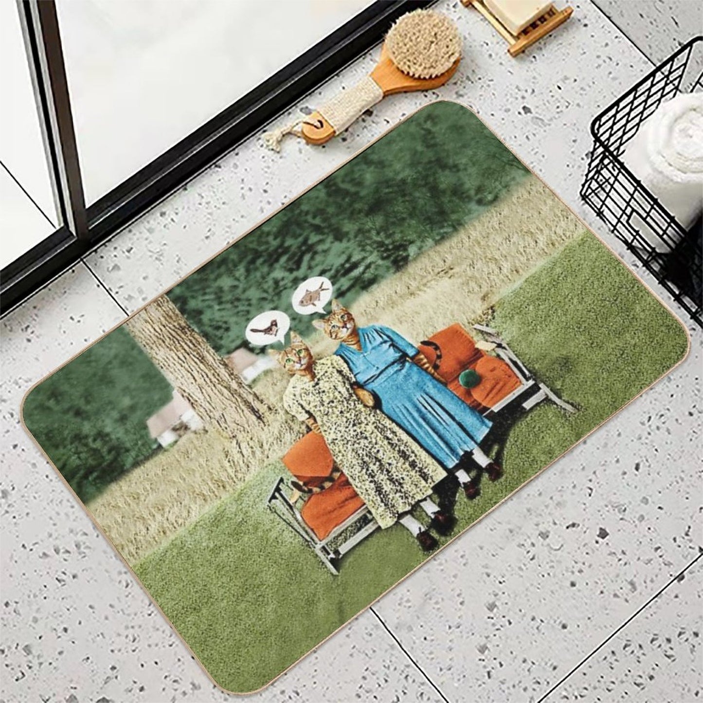 Two Cool Kitties What's for Lunch Fade-Resistant Bath Mat