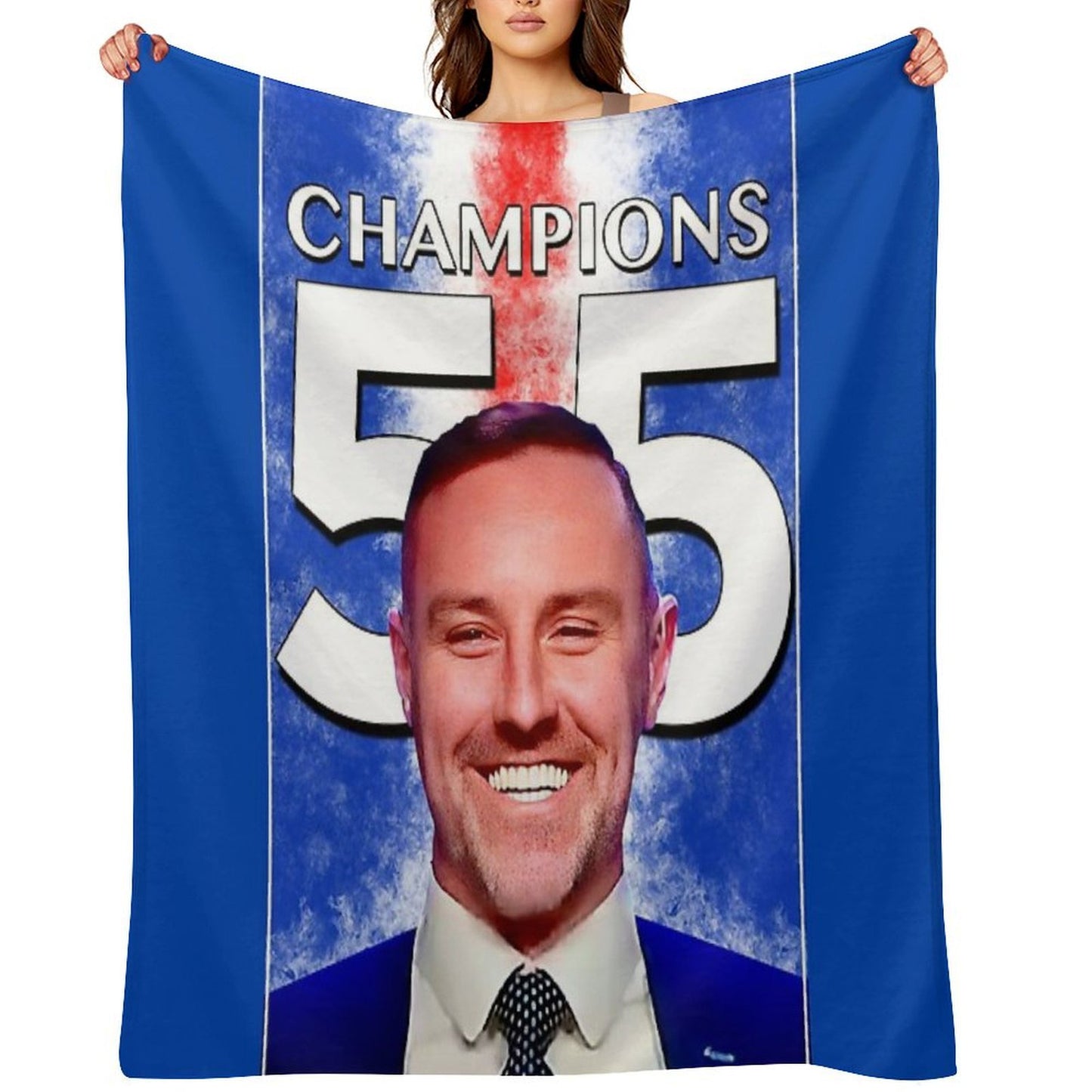 Glasgow Rangers Champions 55 Travel-friendly Throw Blanket
