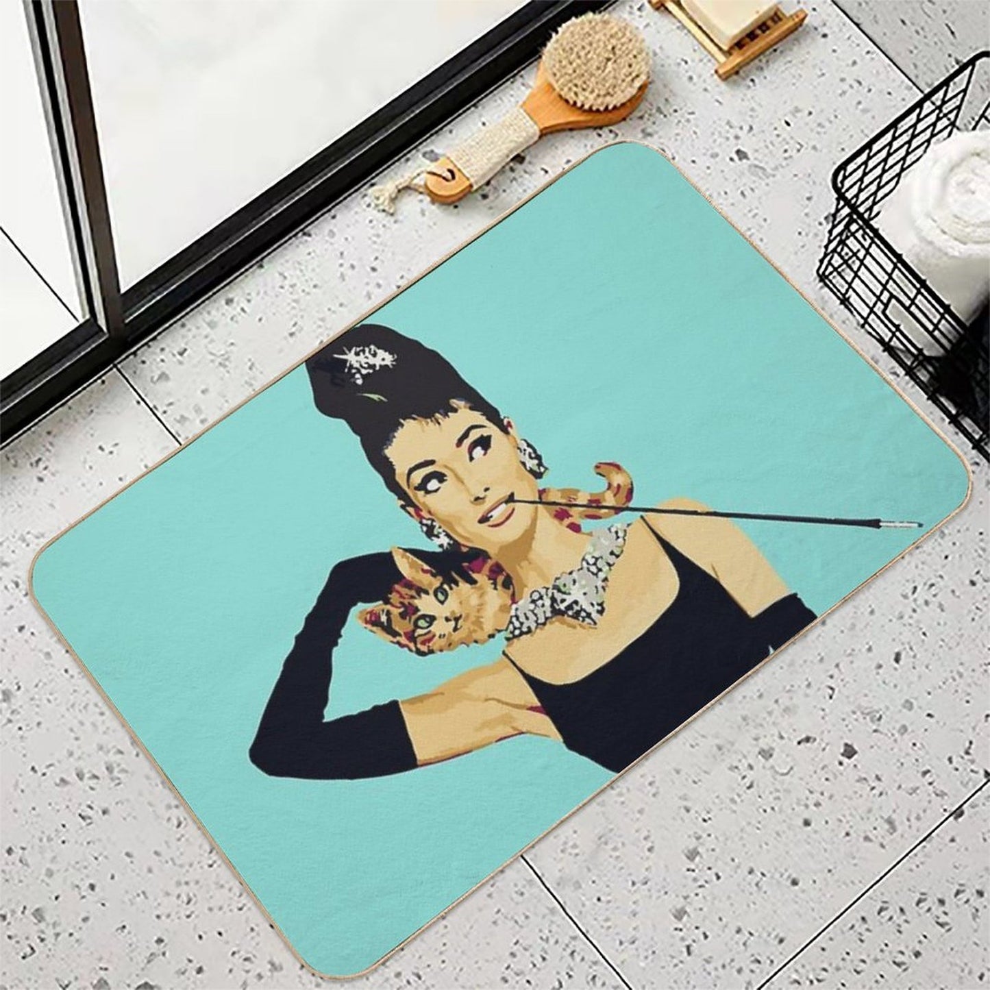 Breakfast at Tiffanys Audrey Hepburn Jewellery Colour Durable Bath Mat