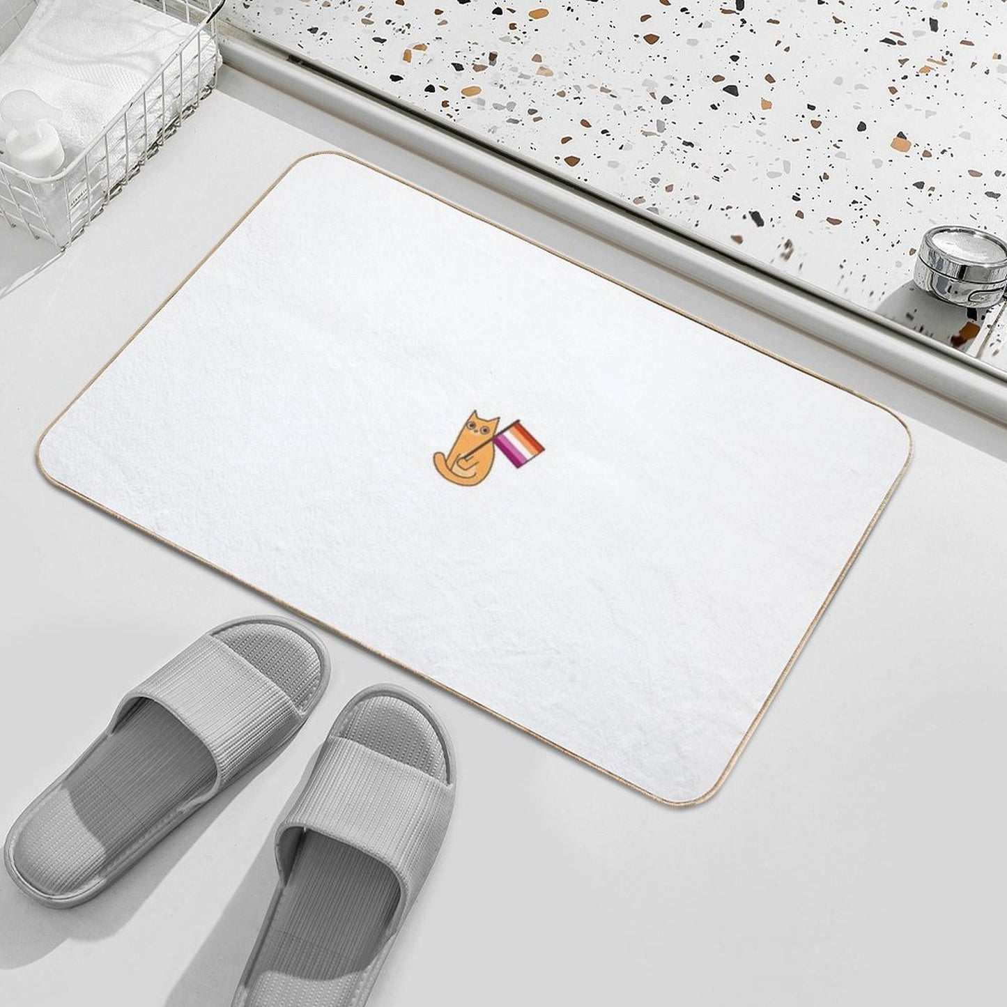 Lesbian Pride Flag Ginger Cat Sticker WLW Toxin-Free Bath Mat