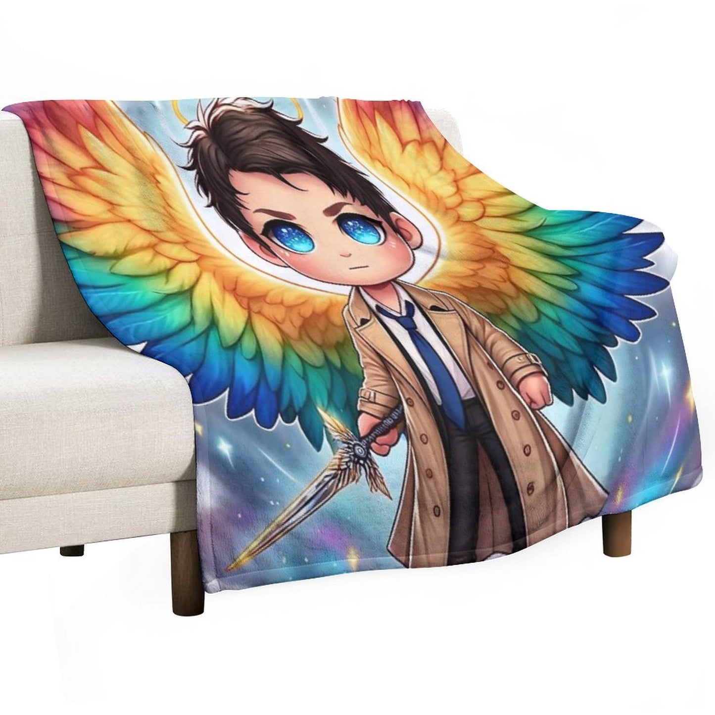 Rainbow Warrior Angel Premium Throw Blanket