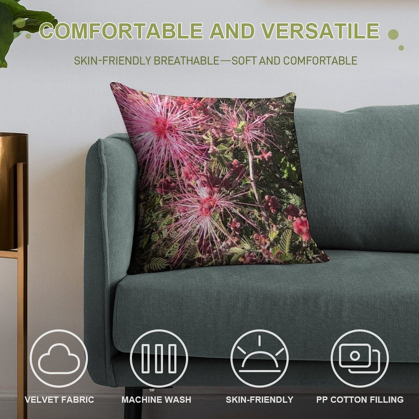 Desert Bush in Bloom Soft Ultra-Soft Texture Throw Pillow