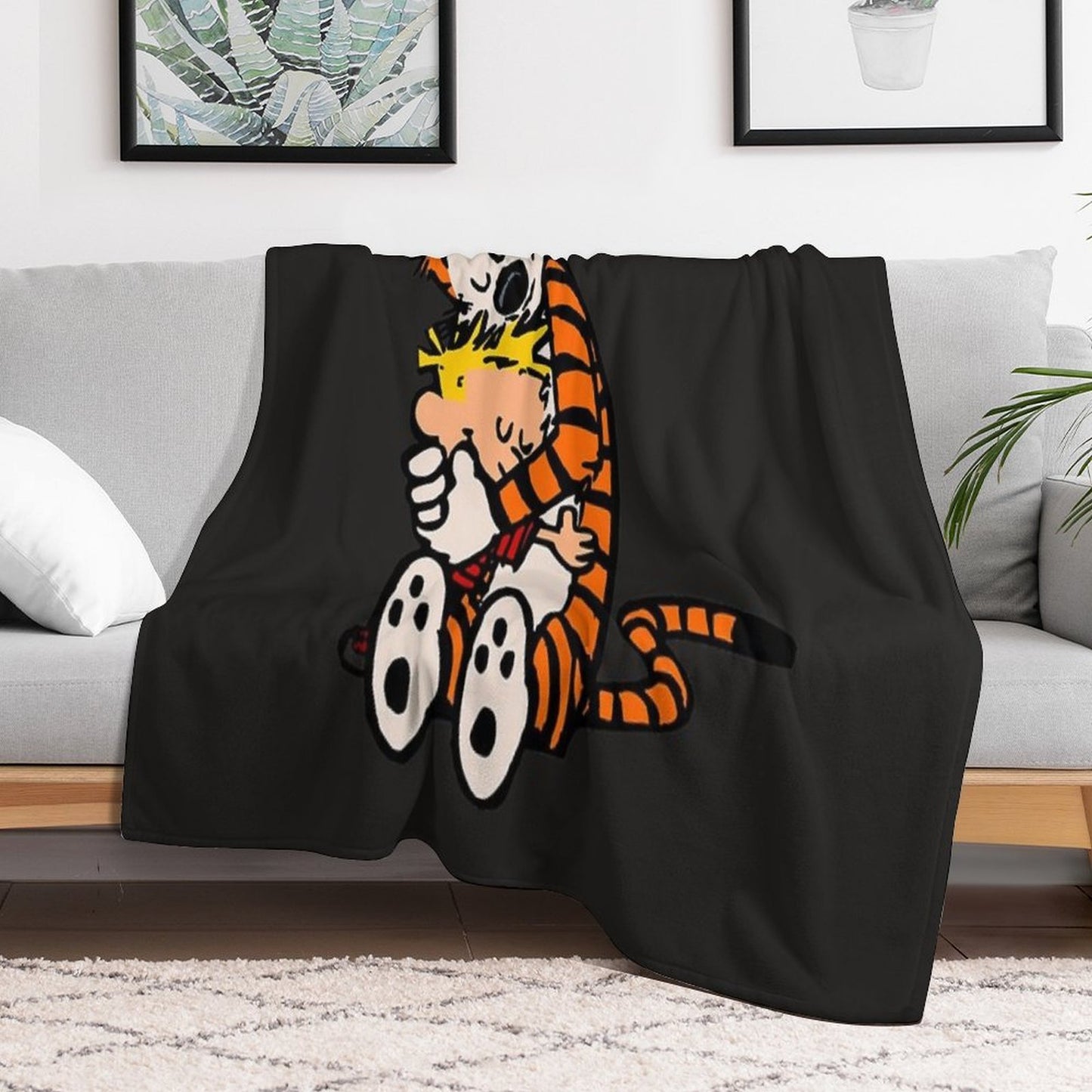 Calvin And Hobbes Had Funy Hug Lightweight Throw Blanket