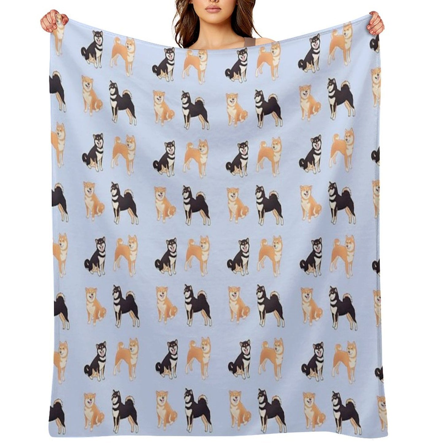 Shiba Inu Dogs Pack Sustainable Throw Blanket
