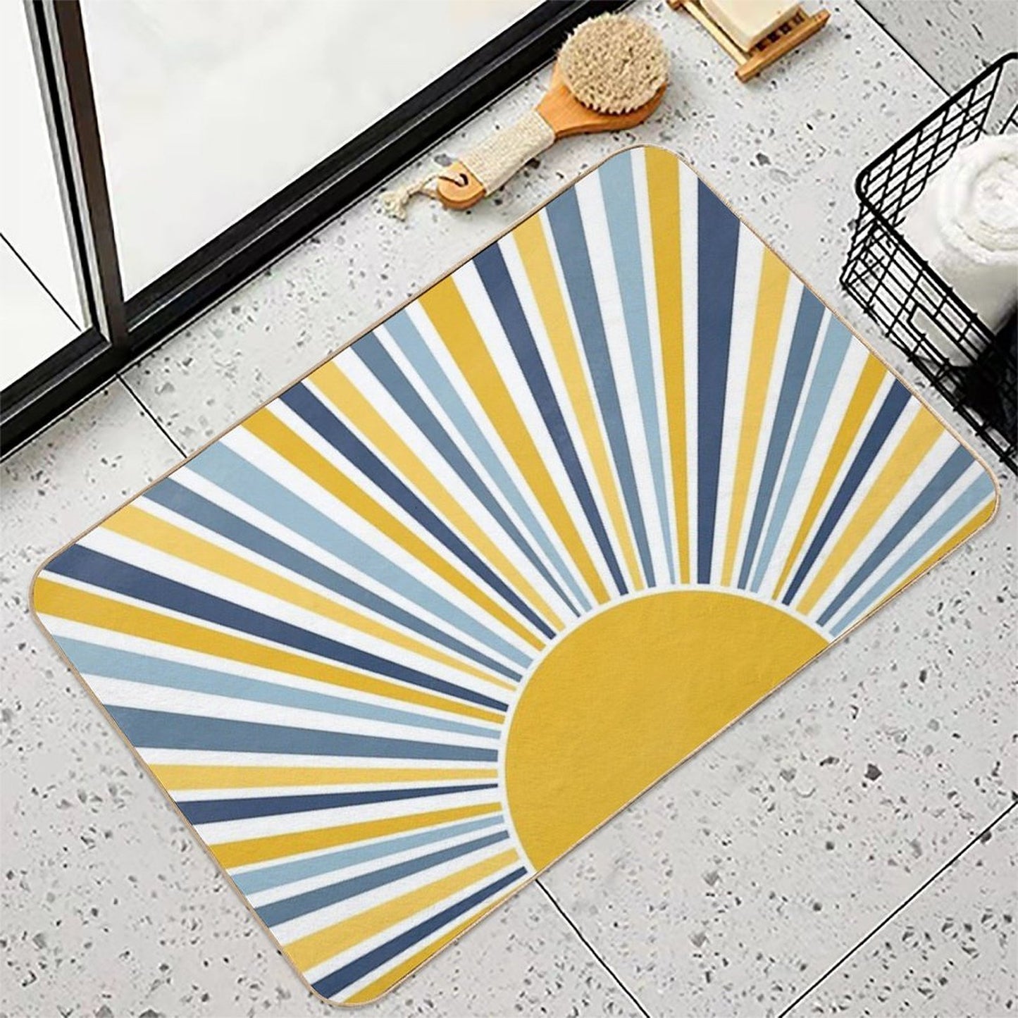 Blue And Yellow Sun, Sunrise Eco-Friendly Bath Mat