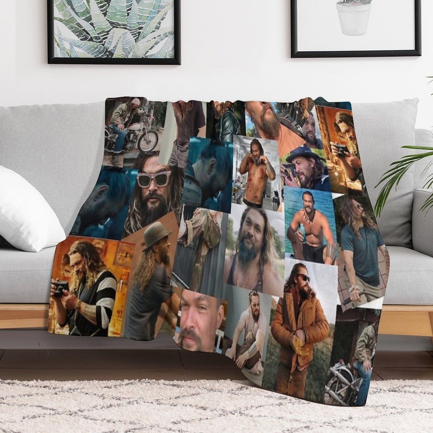 Jason Momoa Photo Collage Travel-friendly Throw Blanket