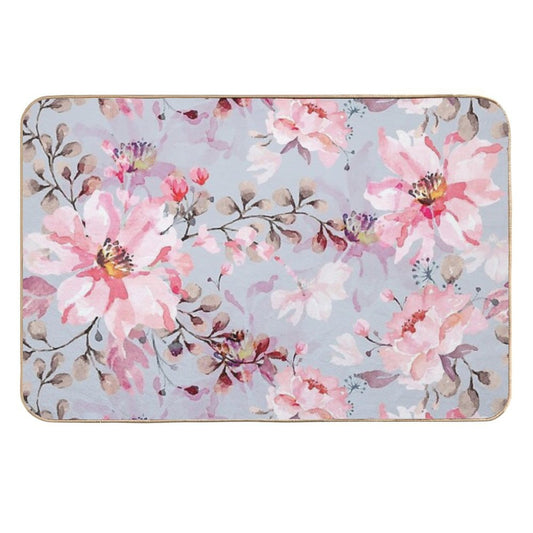 Rose Watercolor Pattern  Fade-Resistant Bath Mat