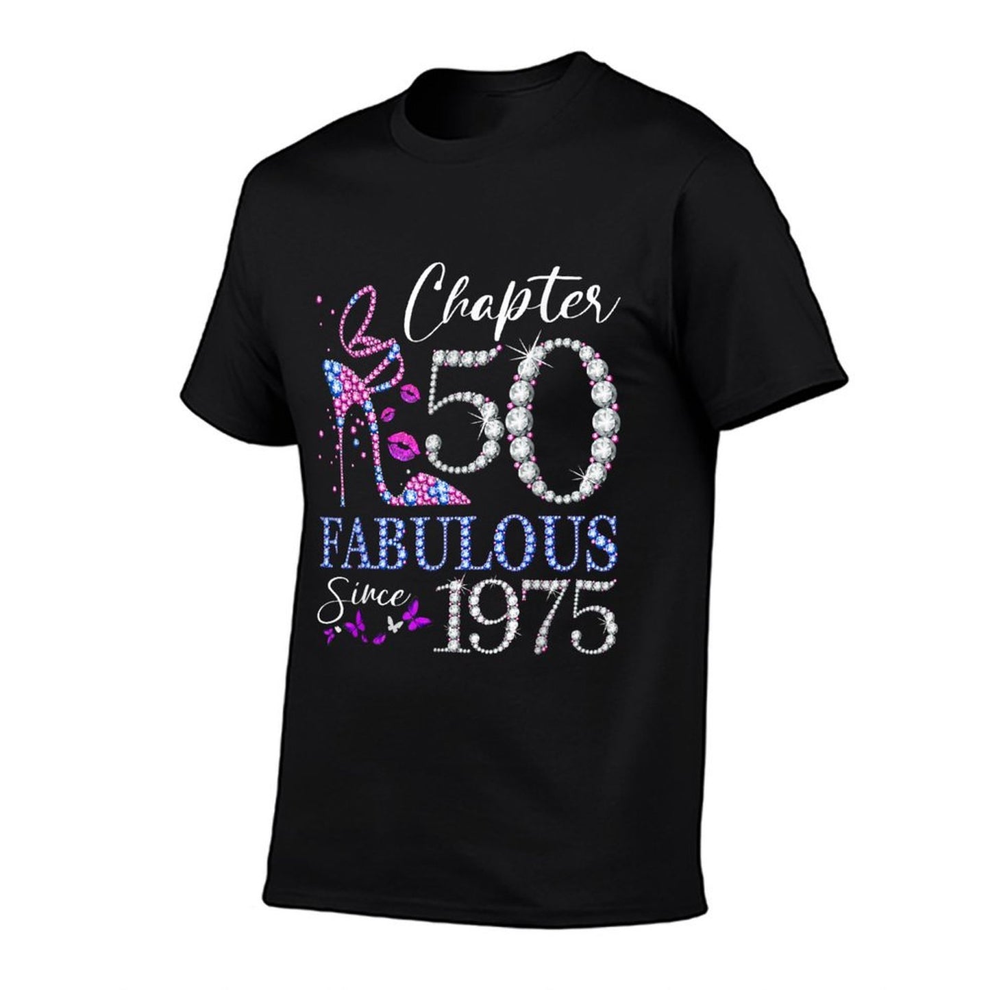 Womens Chapter 50 EST 1975 50 Years Old 50th Birthday Queen Tagless Design T-Shirt