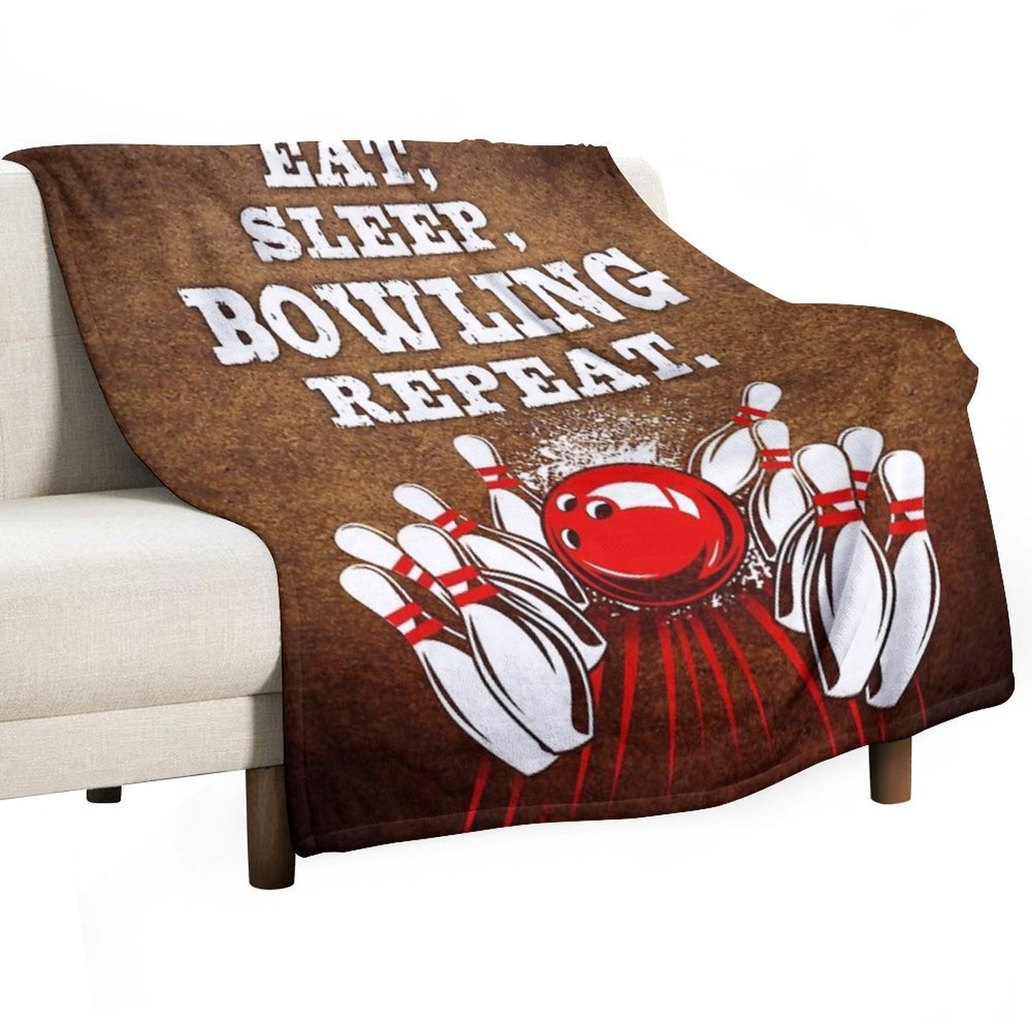 Eat Sleep Bowling Vintage Art Multi-functional Throw Blanket