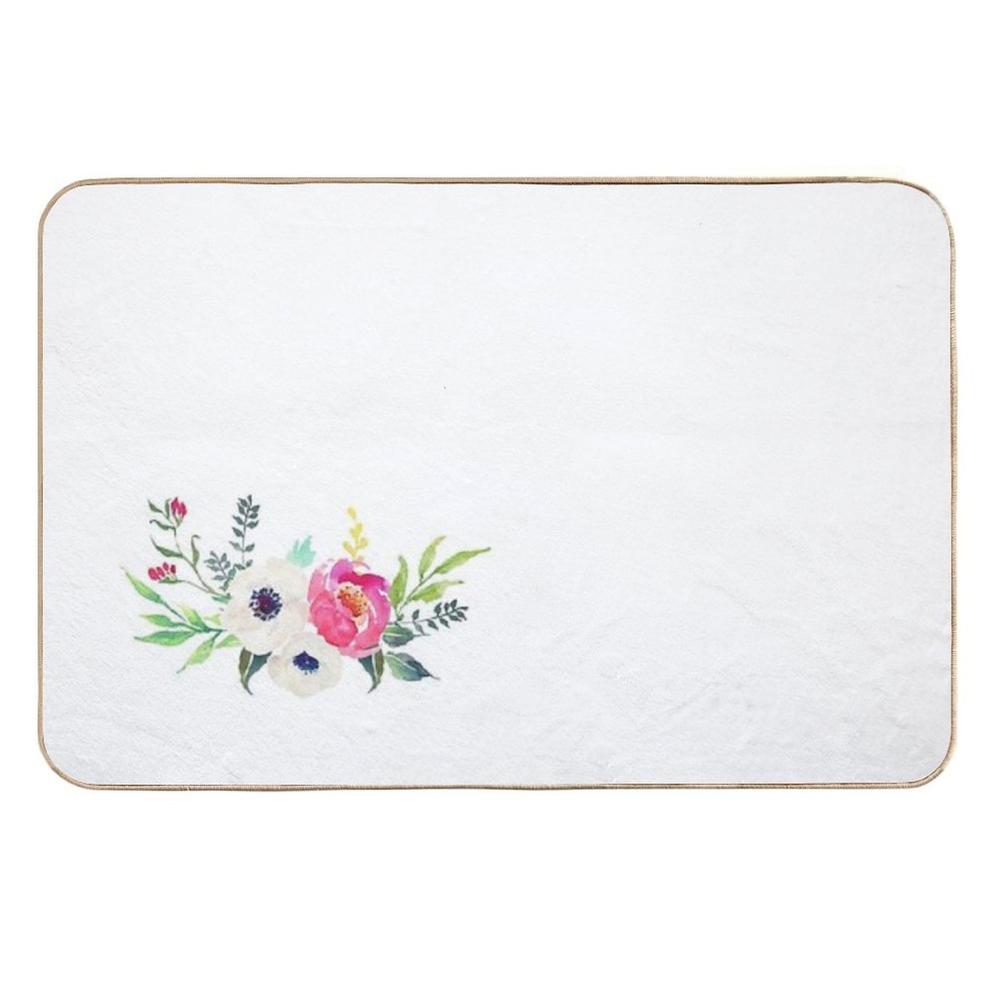 Anemone Peony Watercolor Bouquet High-Traffic Bath Mat