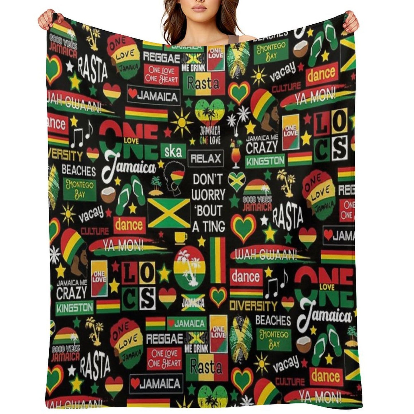 Jamaica One Love Culture Pattern Compact Throw Blanket