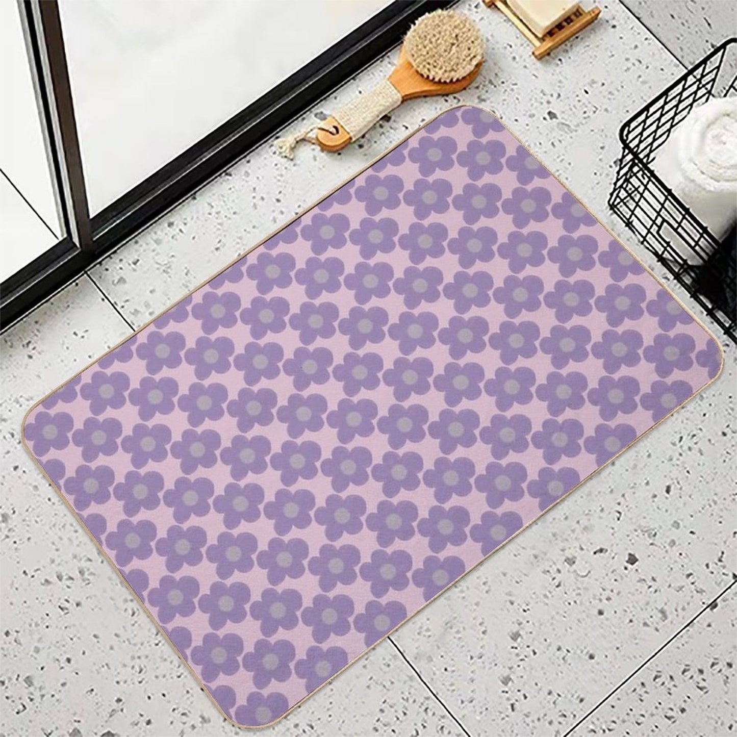 Purple Chalky Flowers Long-Lasting Bath Mat