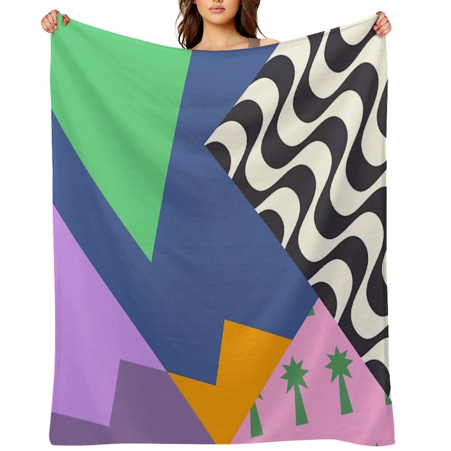 Colorful Abstract Geometric Pop Art Travel-friendly Throw Blanket