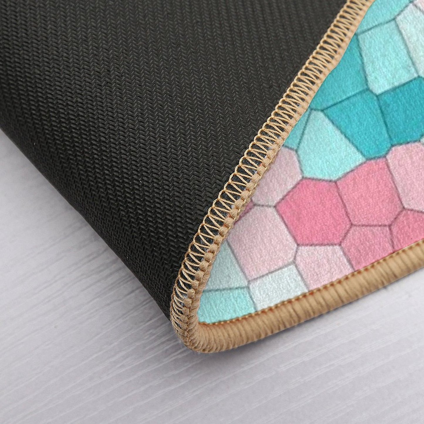 Teal, White And Pink Swirly Stained Glass Abstract Art Durable Bath Mat