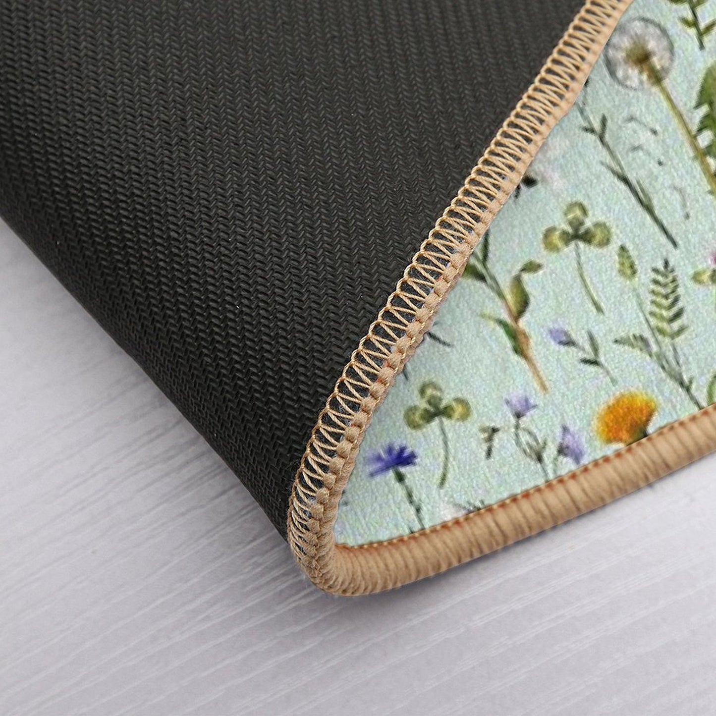 Bees And Wildflowers on Mint Eco-Friendly Bath Mat