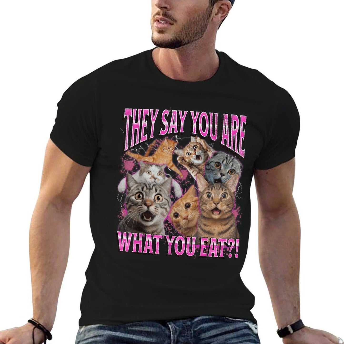 You Are What You Eat Funny Lesbian Cat Meme Bootleg Graphic Vintage-inspired T-Shirt