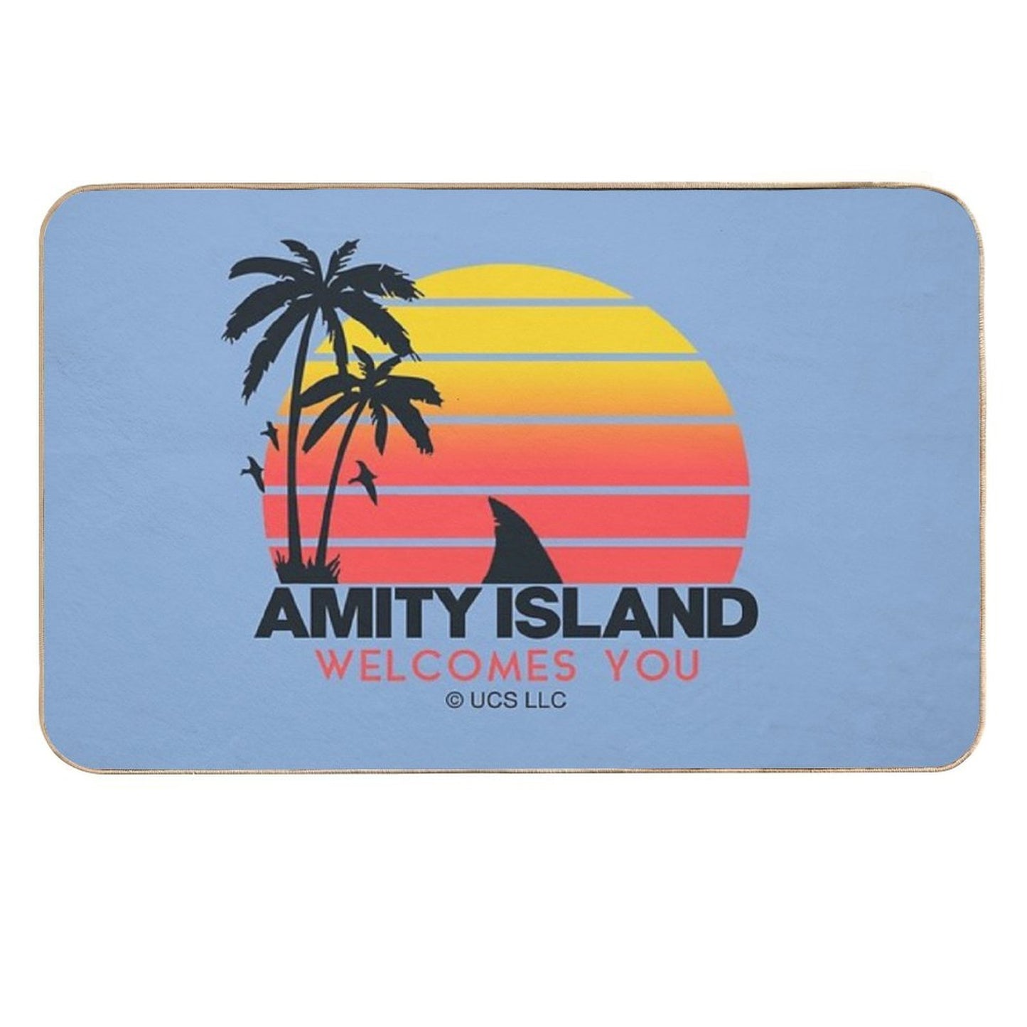 Jaws Movie Amity Island Welcomes You. Birthday Party Gifts. Officially Licensed Merch. Repositionable Bath Mat