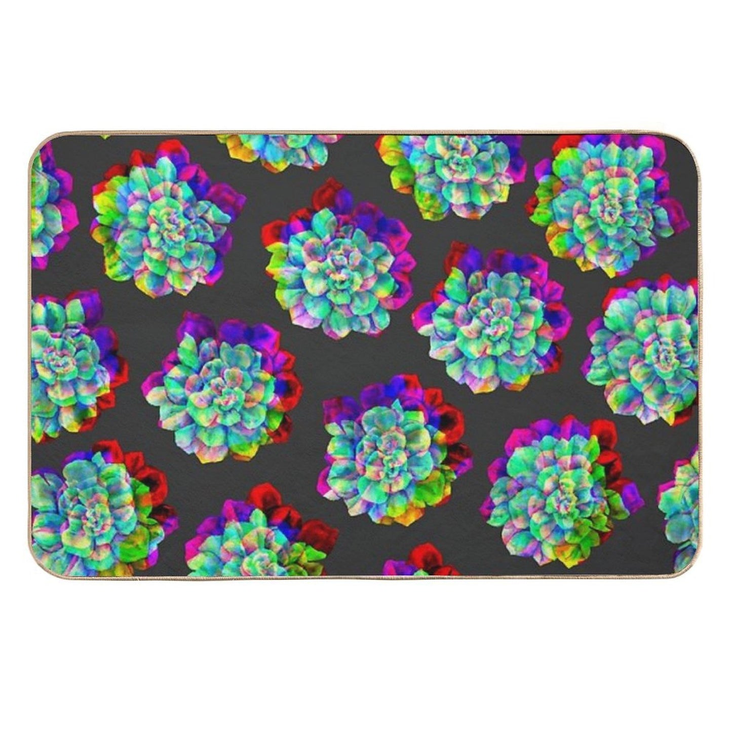 Glitched Succulents Absorbent Bath Mat