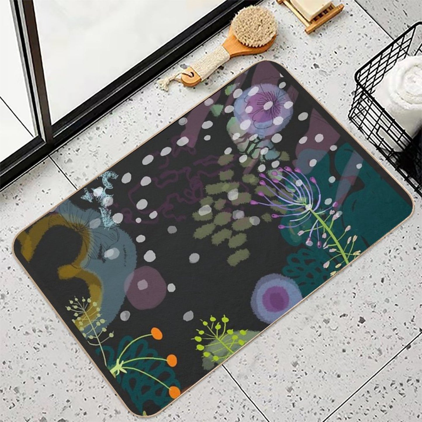 Flower And Snow Shadows Pattern Anti-Trip Bath Mat