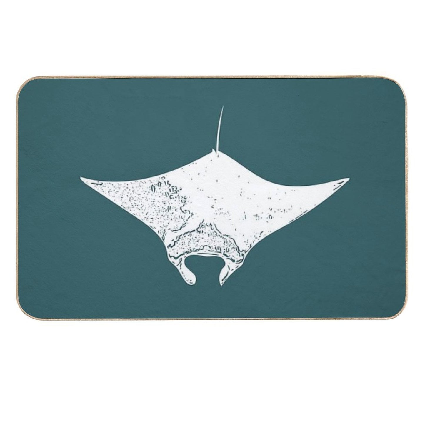 Manta Ray White Print Absorbent Bath Mat