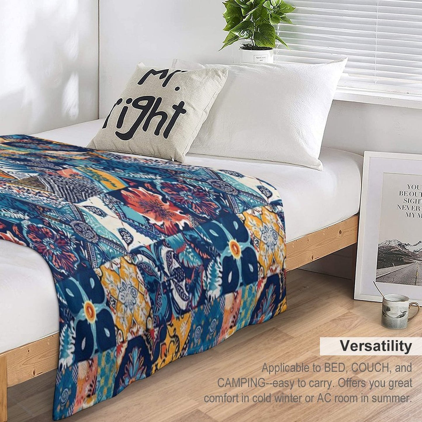 Bed Cover Patchwork Plush Throw Blanket
