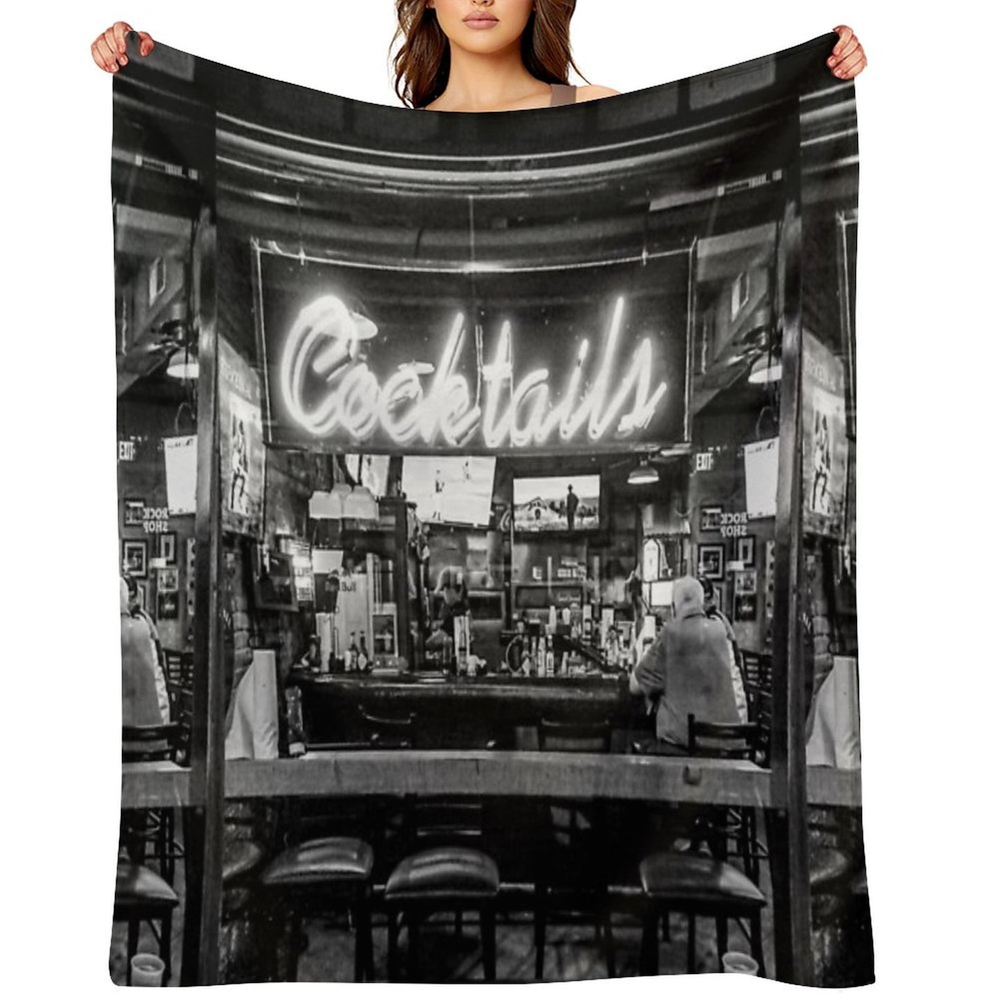 Cocktails in Neon Shrink-resistant Throw Blanket