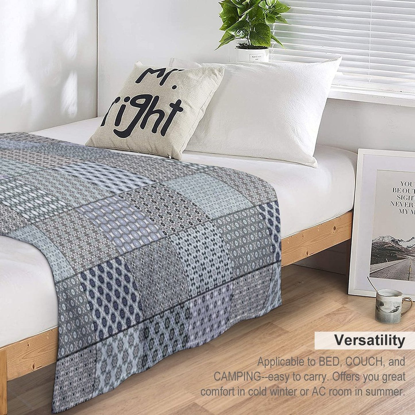 Gray Patchwork Anti-pilling Throw Blanket