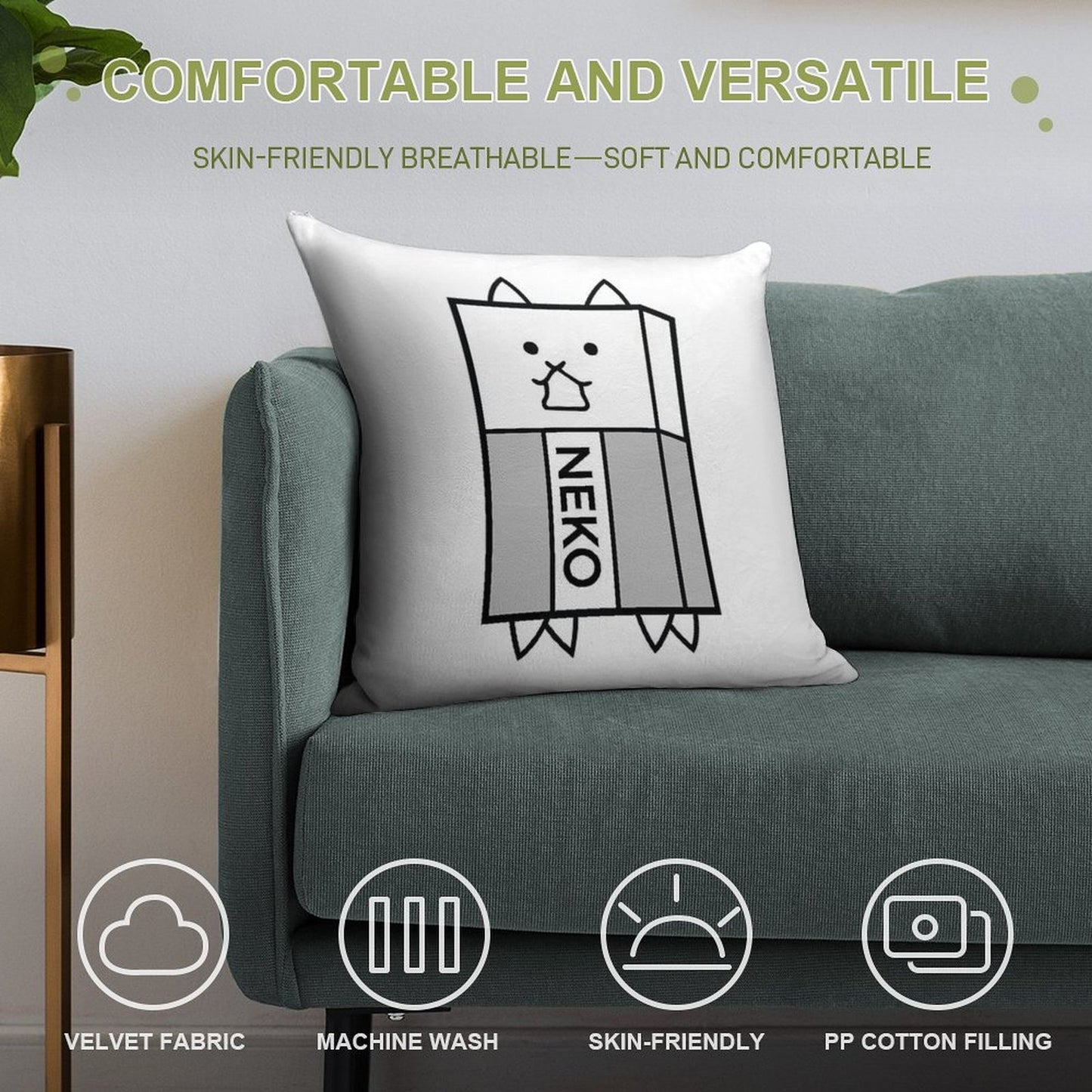 Battle Cats Eraser Cat Gomu Cat Soft Gift Ready Throw Pillow