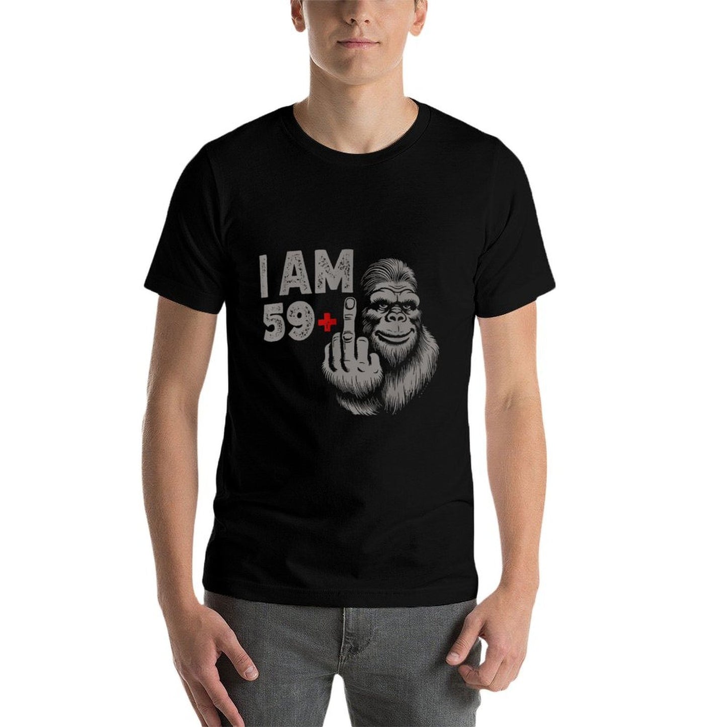 I Am 59 Plus Bigfoot Sasquatch Funny 60th Men's Birthday Cotton T-Shirt