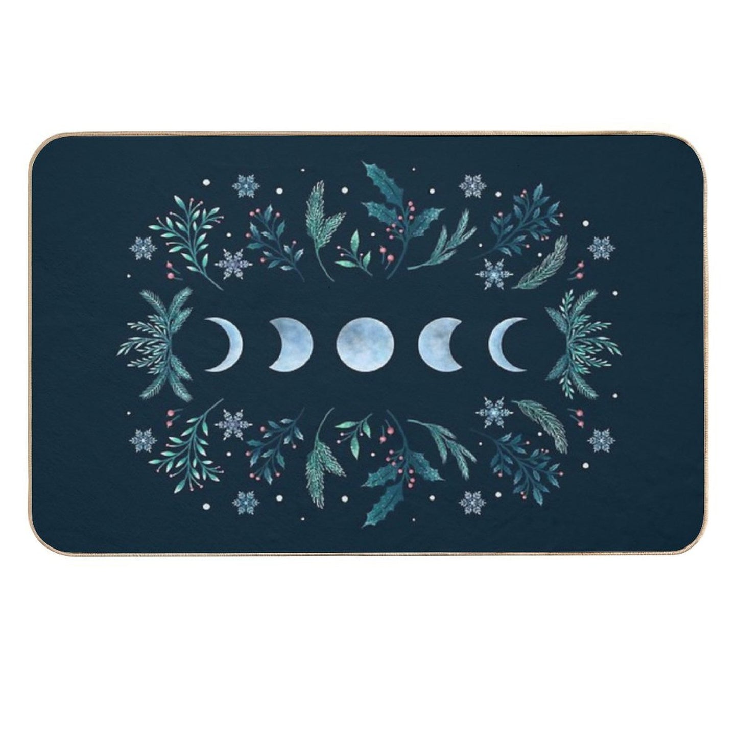 Moonlit Garden-Teal Snow Dirt-Trapping Bath Mat