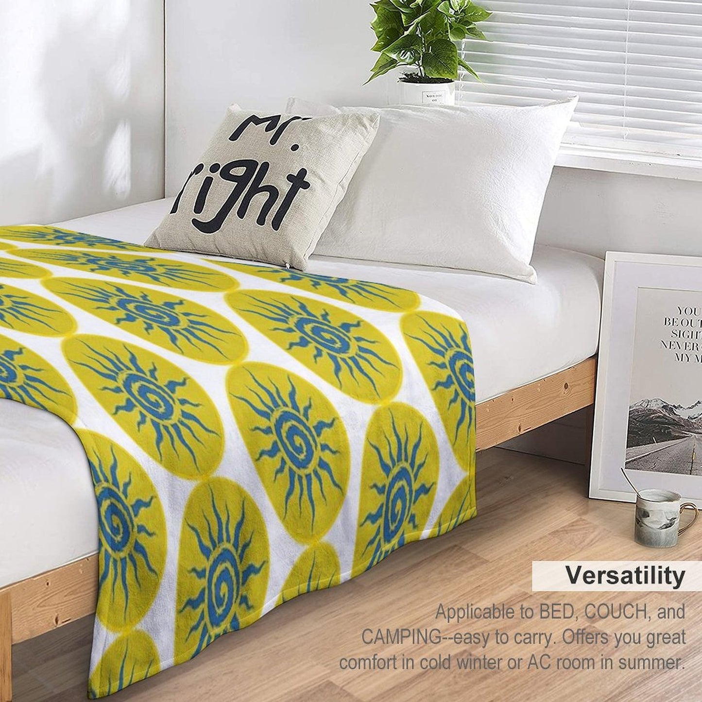 Blue Sun Spiral Boho Aesthetic Easy Care Throw Blanket