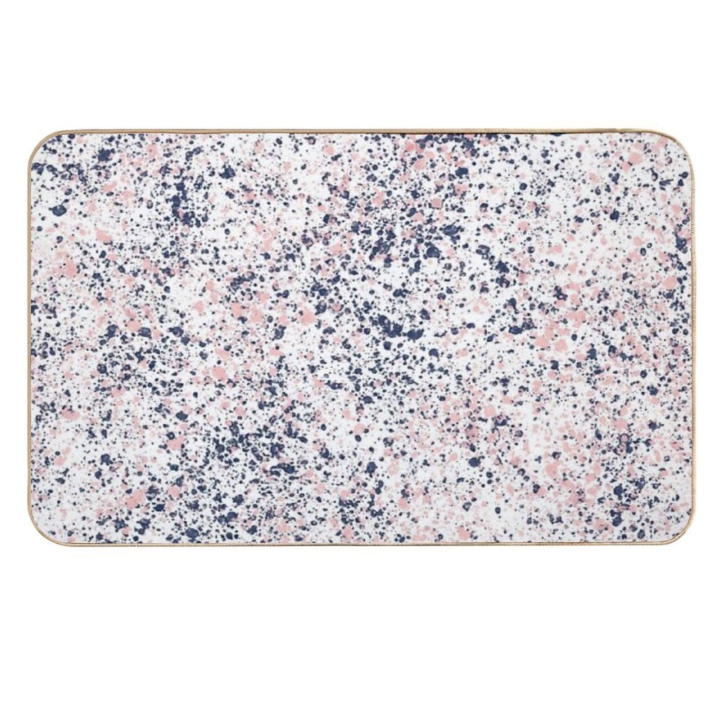 Navy Blue And Blush Pink Ink Spatter on White Fade-Resistant Bath Mat