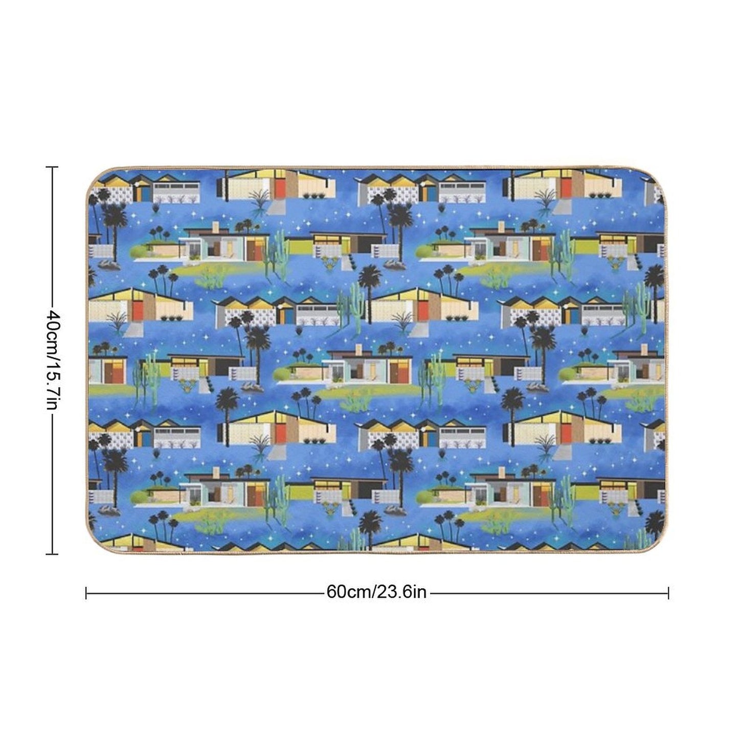 Mid Century Modern Homes of The Desert Under A Night Sky with Stars Rapid-Drying Bath Mat