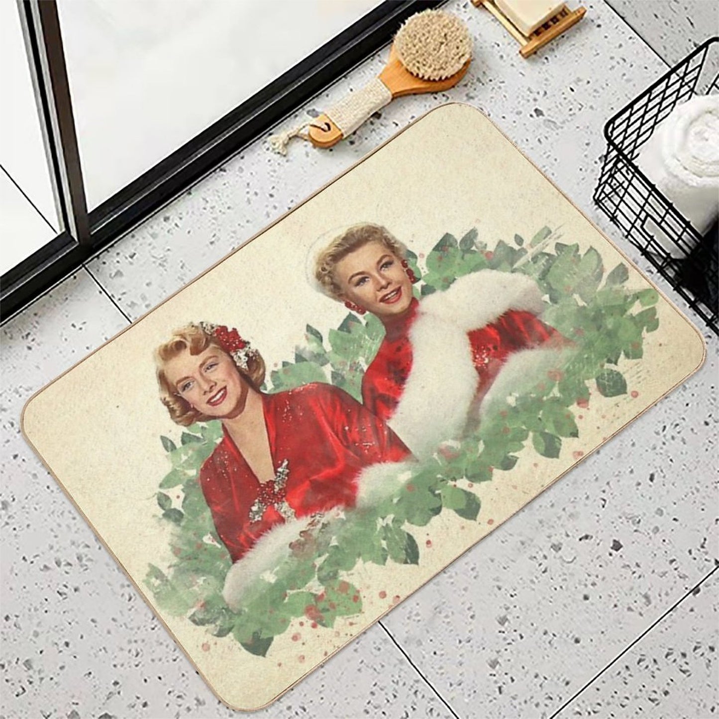 Sisters - A Merry White Christmas Dirt-Trapping Bath Mat