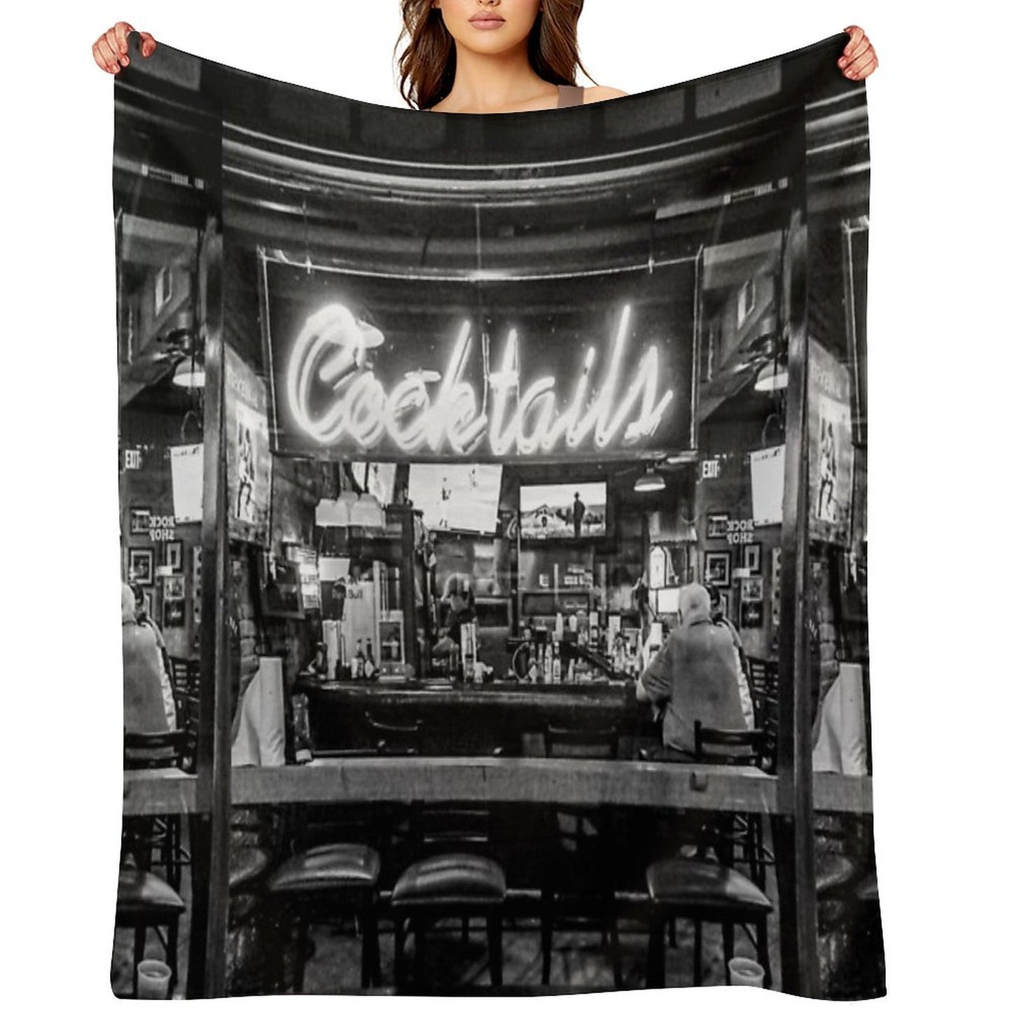 Cocktails in Neon Shrink-resistant Throw Blanket